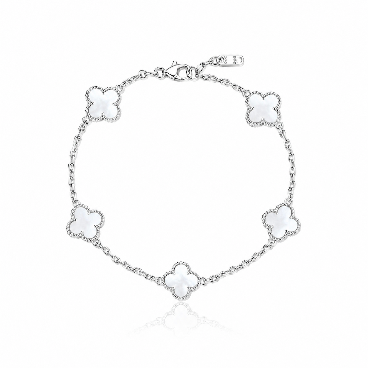 Conjunto Trébol White - Enchapado en Plata 925