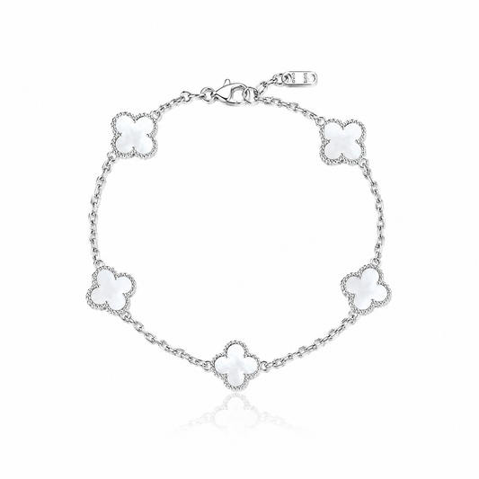 Conjunto Trébol White - Enchapado en Plata 925