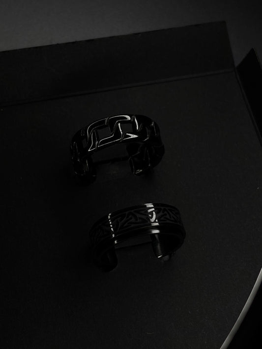 Conjunto de Anillos Black Minimal - Acero Inoxidable