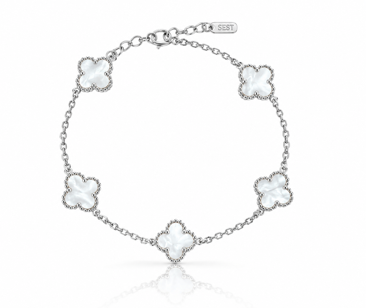 Pulsera Trébol - Black/White