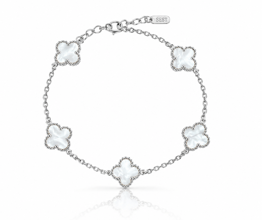 Pulsera Trébol - Black/White