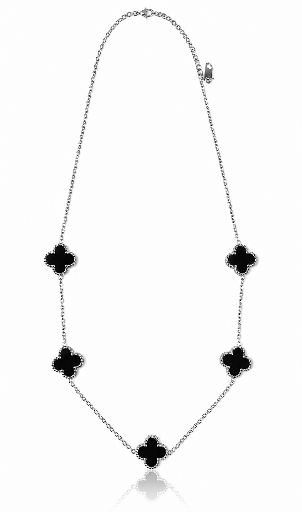 Conjunto Trébol Black - Enchapado Plata 925