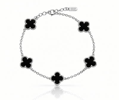 Pulsera Trébol - Black/White