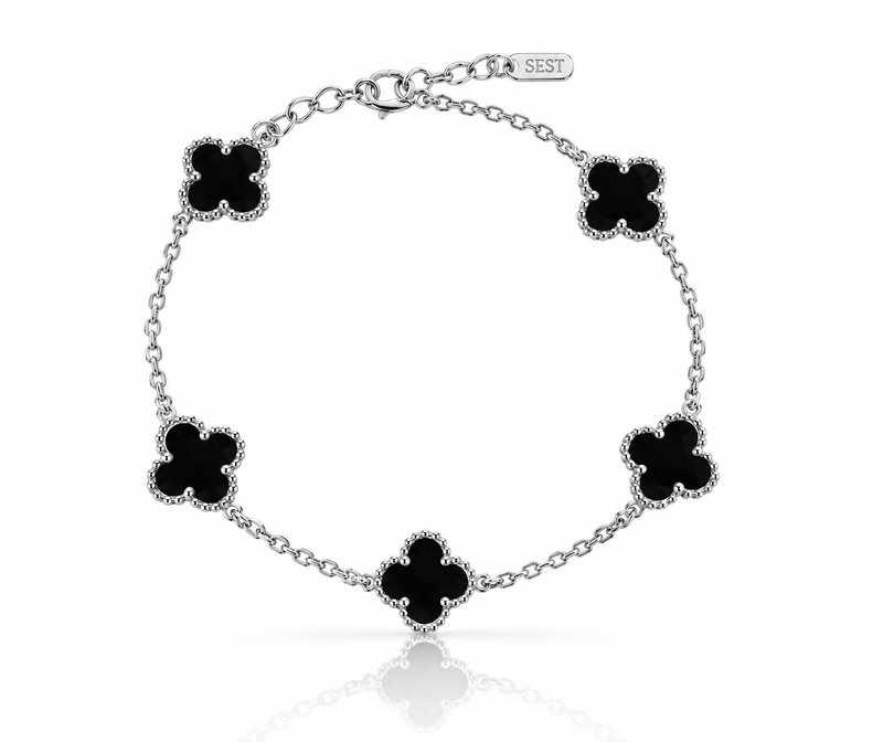 Pulsera Trébol - Black/White