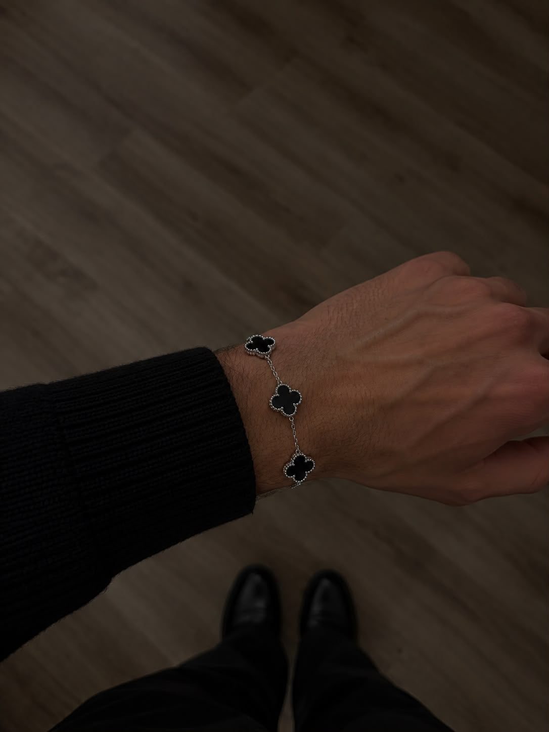 Pulsera Trébol - Black/White