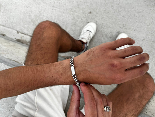 Pulsera Silver - Cubana en Acero Inoxidable