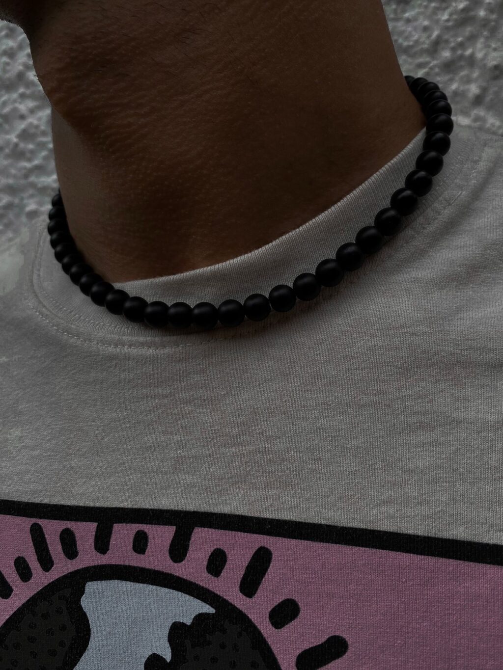 Collar de perlas black Matte 8MM - Imagen 4